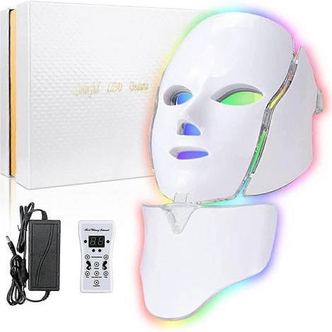 Appareil de massage facial à lumière bleue et rouge, masque LED 7 couleurs pour luminothérapie, instrument de beauté LED à domicile (1/5)