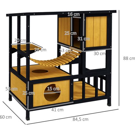 Niche pour chat, abri pour chat, grotte pour chat, résistante aux intempéries, 1 rampe, 1 plateforme, 84,5 x 60 x 88 cm, vert et naturel (1/5)