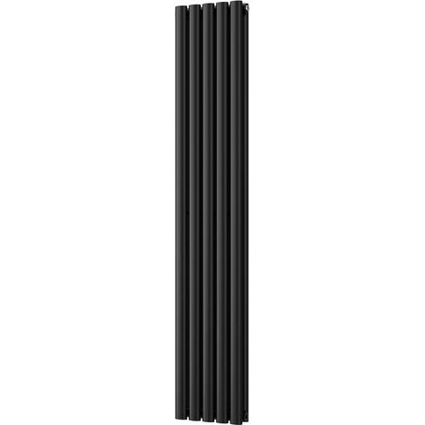 Omeara - Black Vertical Radiator H1600mm x W290mm Double Panel