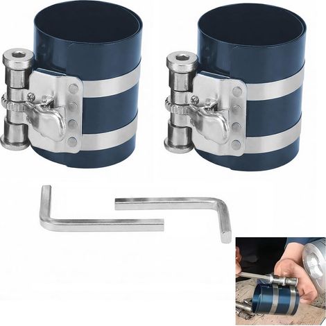 Compresseur de Segments de Piston pour Moteur, Outil de Compression pour Anneaux de Piston, Ajustable, Diamètre 53-125 mm, avec Clé Allen, pour Mécanique Automobile (2) (1/5)