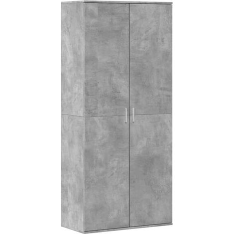 Meuble à chaussures, gris ciment, 80x39x178 cm, bois d'ingénierie. (1/5)