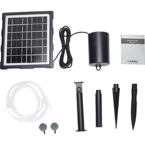 Solarbetriebene Sauerstoffpumpe mit 3 Betriebsmodi, 60 Stunden Autonomie, ABS-Solarpanel, IP65 wasserdicht, für Teich, Springbrunnen oder Aquarium. (1/5)
