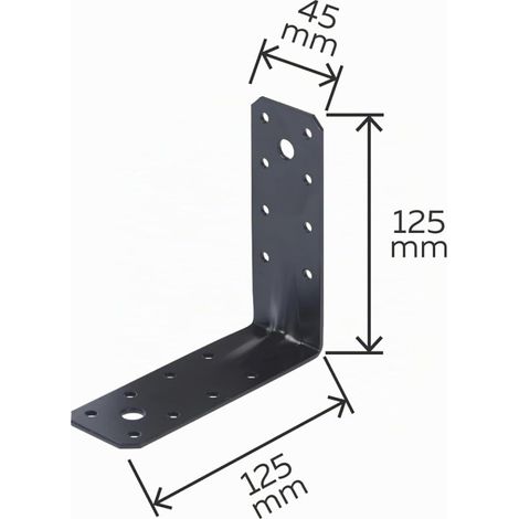 329594 Reinforced bracket - galvanised - black - plasticised - 125 x 125 x 45 x 2.5 mm (1/3)