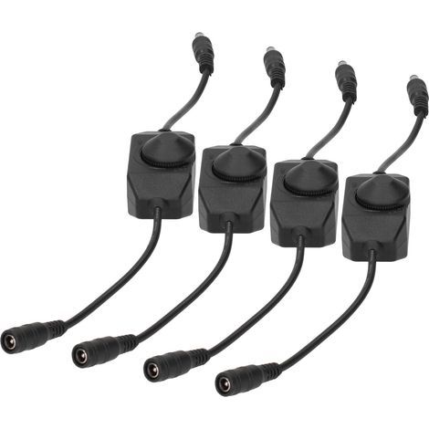 4-teiliger Tischlampendimmer, stufenloser LED-Helligkeitsregler, Drehknopf, 35 cm langes schwarzes Kabel (1/5)