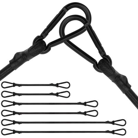 Spanngummi mit Karabiner 6er Set, 20/40/60cm, Extra Stark, Schwarz (1/5)