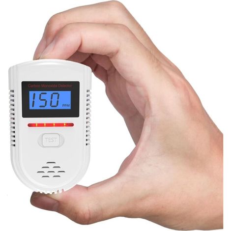 Kohlenmonoxidmelder, Kohlenmonoxidmelder mit LED-Anzeige (ppm-Wert immer sichtbar) und 85 dB akustisch-optischem Alarm.