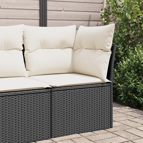Canapé d'angle de jardin avec coussins-Salon de jardin Sofa extérieur noir résine tressée 680267 (1/5)
