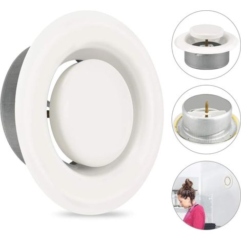 Ventilation Mouth 100mm Vent Adjustable Exhaust Mouth Round Ventilation Mouth CMV Air Outlet Noise Reduction for Bathroom Kitchen Office Outdoor Wall Ceiling - Silver (1/5)