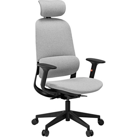 Chaise bureau ergonomique tissu, fauteuil avec appui-tête et soutien lombaire. Hauteur ajustable, inclinaison réglable de 100° à 120°, confort optimal