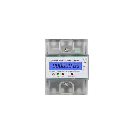 pièce Compteur d'énergie triphasé à 4 fils 220/380V 5-80A Consommation d'énergie Compteur kWh Installation sur rail DIN Compteur d'énergie électrique numérique avec écran LCD rétroéclairé