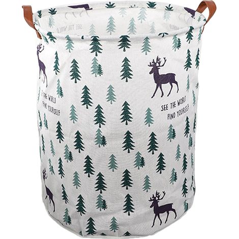 Panier À Linge Pliable - Toile Épaisse Polyester Enduite PE - Fermeture Par Cordon - Autoportant - Pour Chambre, Nursery, Appartement - 1 Pièce (1/5)
