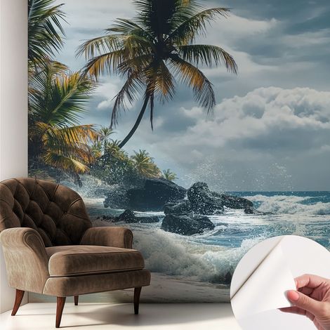 Fototapete Selbstklebend - Wandtattoo - leicht anzubringen - Wandverkleidung Exotischer Strand 250x250 cm (1/5)