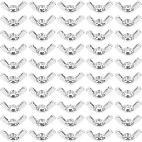 50 Pièces Écrou à Ailettes en Acier au Carbone 1/4-20, Argenté (1/5)