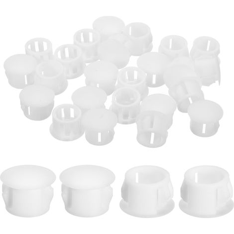 28Pcs Bouchon de Trou en Nylon, 11.5-12mm Diamètre de Trou Bouchon d'étanchéité Rond Souple et Flexible de Verrouillage Bouchons en Caoutchouc pour Bouteille, Tuyau, Cuisine, Blanc (1/5)