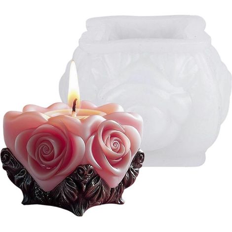 Moule à bougie en silicone forme rose, moule floral pour fabrication bougies et savons, décoration mariages et fêtes, multicolore (1/5)