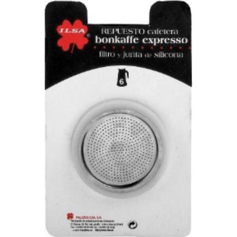 FPLUS goma cafetera 2uds.+filtro 12 t.inox , Junta silicona + filtro para cafeteras de acero inox apta para casi todas las marcas.