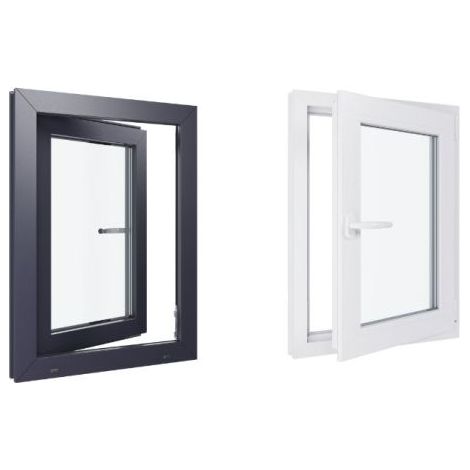 Finestra in PVC - Triplo vetro - Bicolore - Bianco e grigio - 600 mmx800 mm cm