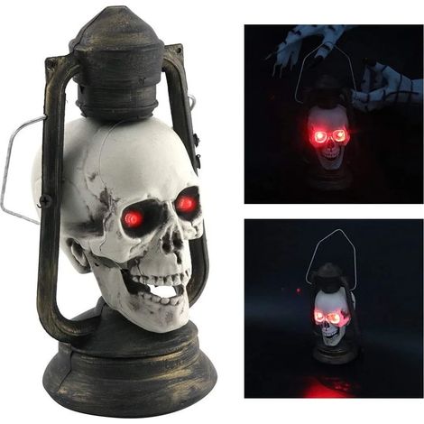 Halloween Laterne mit LED in flackernder Totenkopf， für Hochzeit, Party, Deko, Weihnachten, als Stimmungslicht
