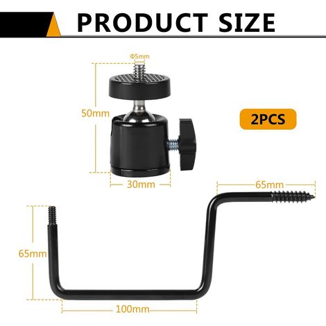 2 Pcs Support pour Caméra de Chasse, Support d’Arbre avec Tête Pivotante 360° et Vis d’Arbre, Filetage Universel 1/4 Pouce pour Panneaux Solaires et Jumelles de Nuit (1/4)