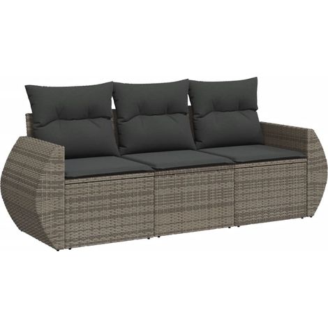 Maison Exclusive - 3-tlg. Garten-Sofagarnitur mit Kissen Grau Pol
