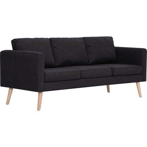 Canapé Sofa à 3 places Tissu Noir