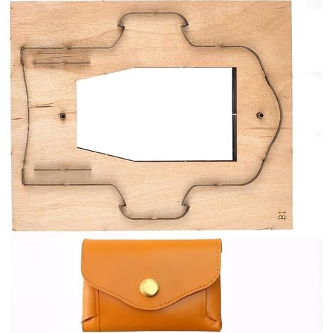 Gabarit de Découpe Cuir Métal Acier au Carbone Porte Cartes Formes Découpeur Poinçonnage Gaufrage Moule Estampage Outil avec Base en Bois Lisse pour Projets D'Artisanat de Bricolage. (1/5)