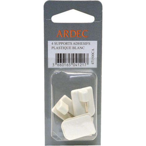 Support Adhésif Plastique Blanc 23x17mm   X 4 pièces - ARDEC