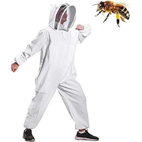 Ganzkörper-Imkeranzug, Kapuzenkleidung mit Schleier, Schutzmantel für Imkeranzug, Baumwoll-Imkeranzug mit Chaperon-Anti-Wespen-Ausrüstung (XL)  FLITI