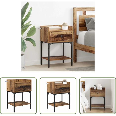 Holz - Nachttisch mit Schubladen Altholz 40 x 29 x 60 cm Holzwerkstoff (1/5)