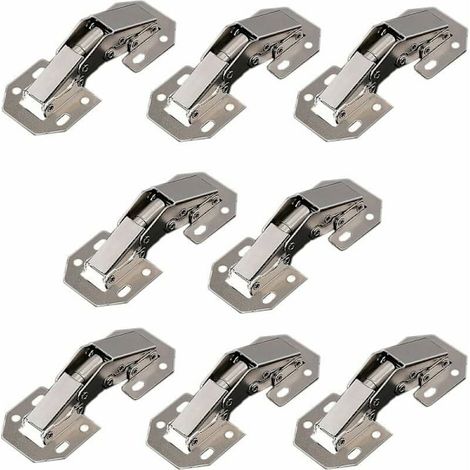 Lot de 8 charnières pour portes de placard, charnières pour portes de cuisine, charnières à 90° pour meubles, charnières invisibles, vis assorties, adaptées aux portes de placard et aux armoires de bu