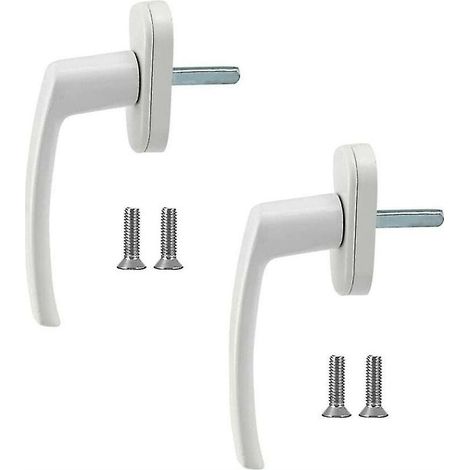 Ensemble de 2 poignées de porte et de fenêtre en aluminium blanc, compatibles avec les fenêtres et portes-fenêtres standard. (1/5)