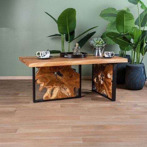 Table basse racine 110x60x45 cm en bois de trembesi et teck - STROM