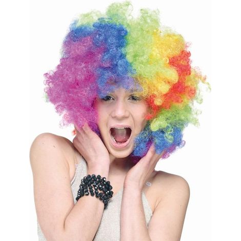 Peluca mega afro arcoíris