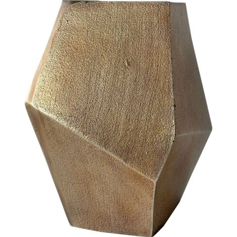 Cast Aluminium Faceted Brass Antique Vase - L22 x W33 x H34 cm - Gold