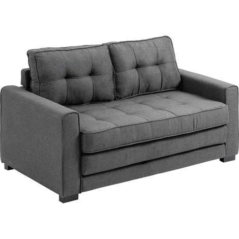HOMCOM Divano Letto 2 Posti in Tessuto Imbottito con Molle 151x75x85cm Grigio (1/5)