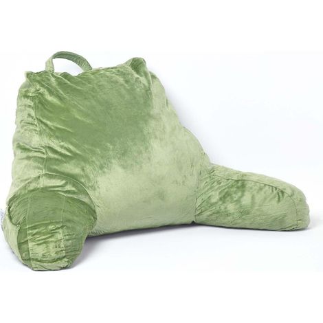HOMESCAPES Green Reading Pillow Memory Foam Filling & Velvet Cover, Large (1/5)