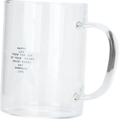Tasse à lait transparente de 350 ml, mug à café, verre à thé avec anse, accessoire de cuisine (étoile à cinq branches) (1/5)
