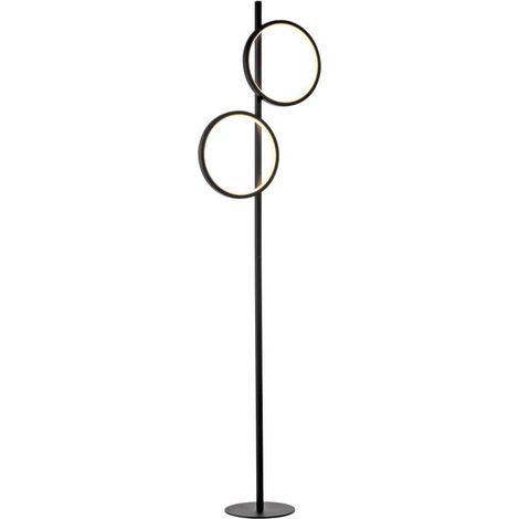 Lampadaire noir double anneau LED 24W JustLight moderne (1/3)