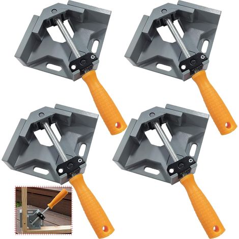 4 Pcs Serre Joint Angle 90 °, Etau D'angle Alliage d'Aluminium, Pince de Soudage d'angle avec Mâchoire Pivotante Réglable, pour Outils Menuisier, Soudage de Charpentier Gris (4 pcs) (1/5)
