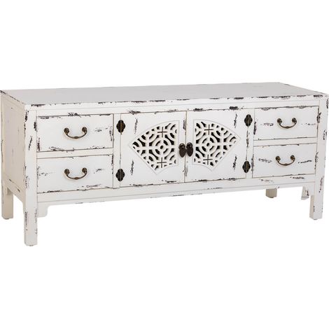 Mueble bajo de madera lacado blanco 120x40x50h cm (1/5)
