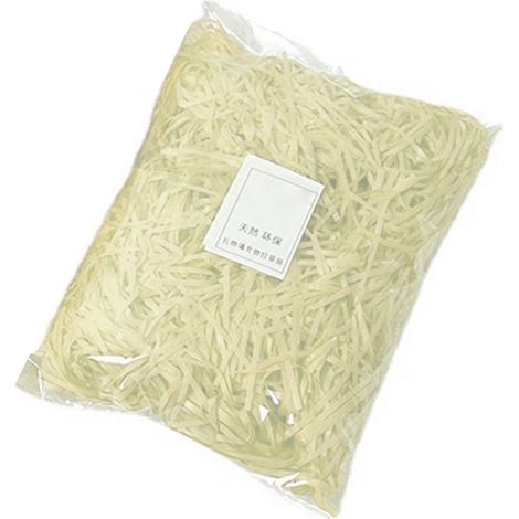 Éclats de déchiquetage de papier, nuances vives et inodores, remplissage raphia pour emballage cadeau, décoration de boîte, beige 30g (1/5)