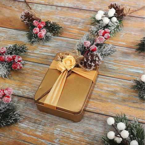 20 künstliche Tannenzapfen und Beeren, künstliche Kiefernnadeln, Zweige, Weihnachtsblumenstecker für DIY-Blumenarrangements, Festtagsdekoration, Rot (1/5)