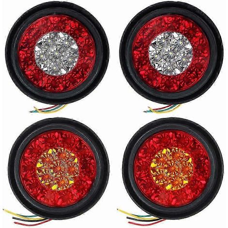 2 runde, wasserdichte LED-Rückleuchten mit 16 LEDs für PKW, LKW, Anhänger, Nutzfahrzeuge, Autozubehör - Multifunktionale runde Rückleuchten mit 16 LEDs (1/5)