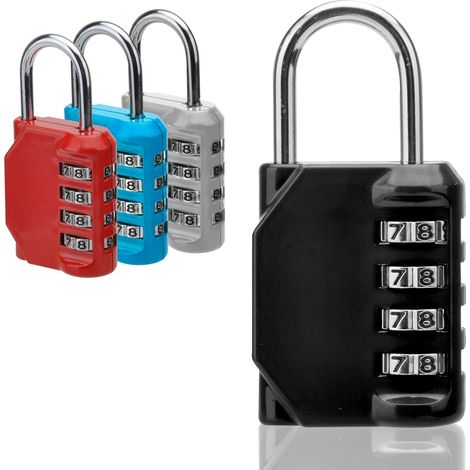 Cadenas à combinaison à 4 chiffres, cadenas à combinaison pour petite valise métallique extérieure, idéal pour les portes de gymnase d'école ou de salle de sport. (1/5)