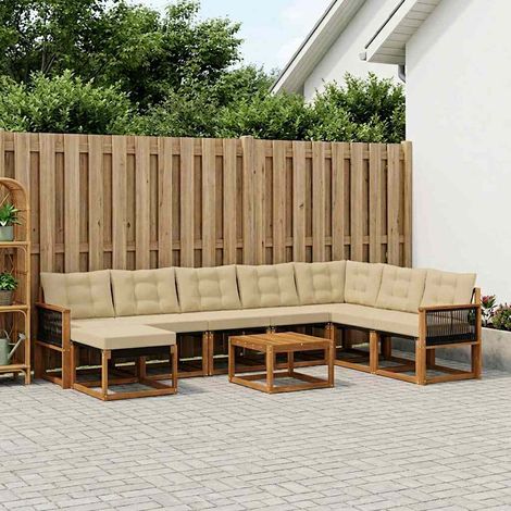 vidaXL Outdoor-Sofagarnitur 9 Stk. Natur und Beige (1/5)
