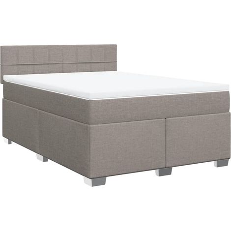 Maison Exclusive - Sommier à lattes de lit avec matelas Taupe 160x200 cm Tissu