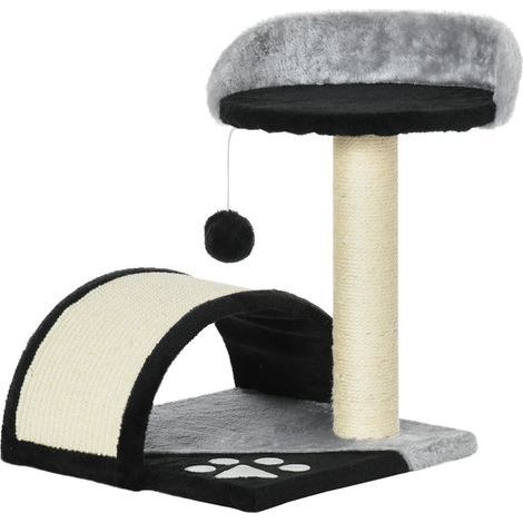 Arbre à chat 46 cm, petite tour avec grotte, balle de jeu, corde en sisal, plateforme surélevée, griffoir, arbre à chat, pour chats jusqu'à 4 kg, noir (1/5)