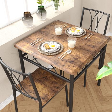 Table à manger carrée 2 places - 2 chaises rembourrées - petit espace - cuisine appartement - 74×74×76 cm (1/5)