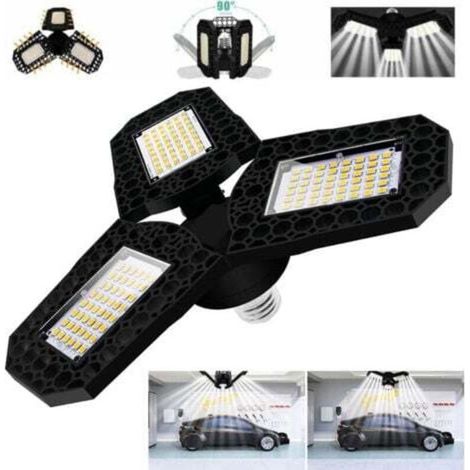 Plafonnier LED 60W avec 3 panneaux réglables – 6000 lumens – Indice de rendu des couleurs 80 – Pour garages, entrepôts, sous-sols (1/5)