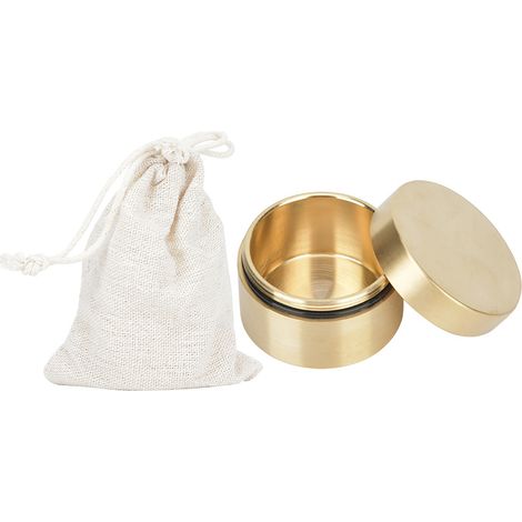Boîte de rangement ronde en laiton étanche pour bijoux, pièces de monnaie, contenant hermétique, résistant à la poussière et à l'humidité (M) (1/5)
